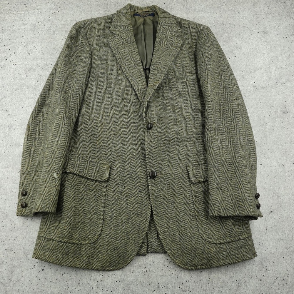 Vintage Brooks Brothers Blazer Mens 41L Multi Color Herringbone Wool Sport USA